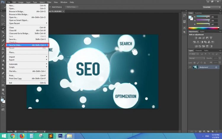 بهینه‌سازی تصاویر با استفاده از فتوشاپ
